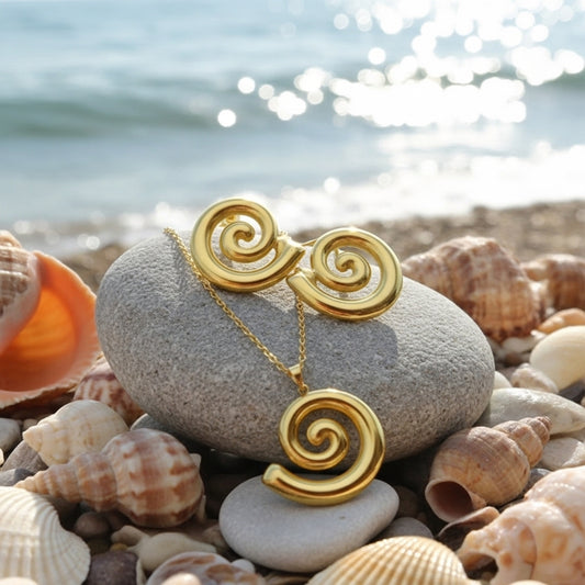 Swirl Elegant Stainless Steel Pendant Necklace & Earrings Set – by KaVi