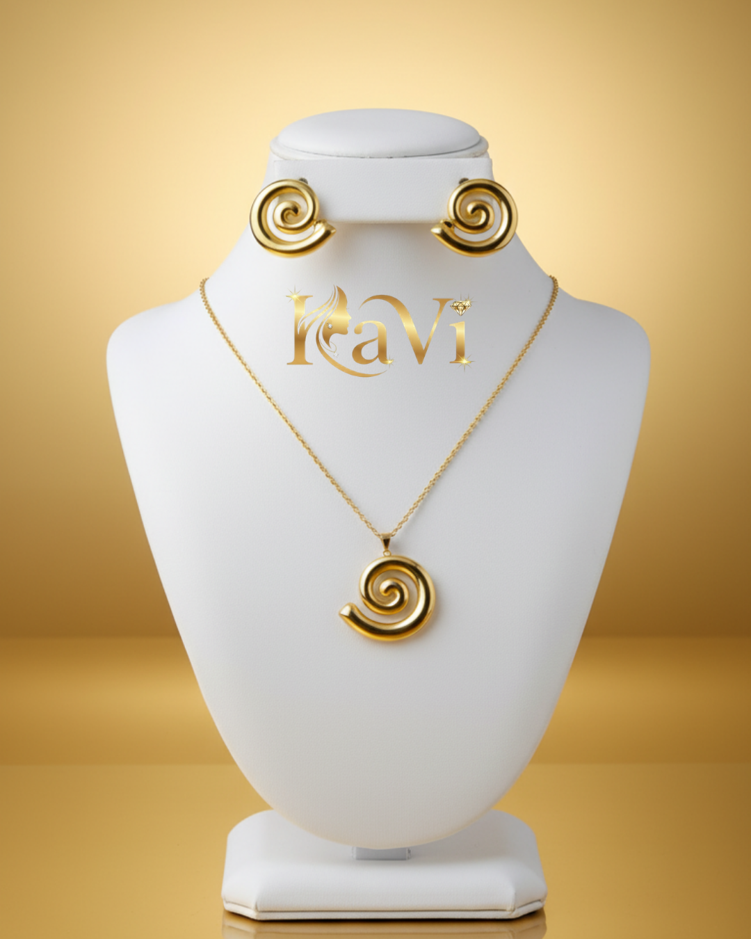 Swirl Elegant Stainless Steel Pendant Necklace & Earrings Set – by KaVi