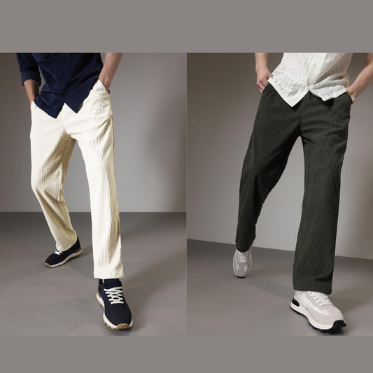 Combo of 2 Men's Caudray Fabric Stylish Pants
