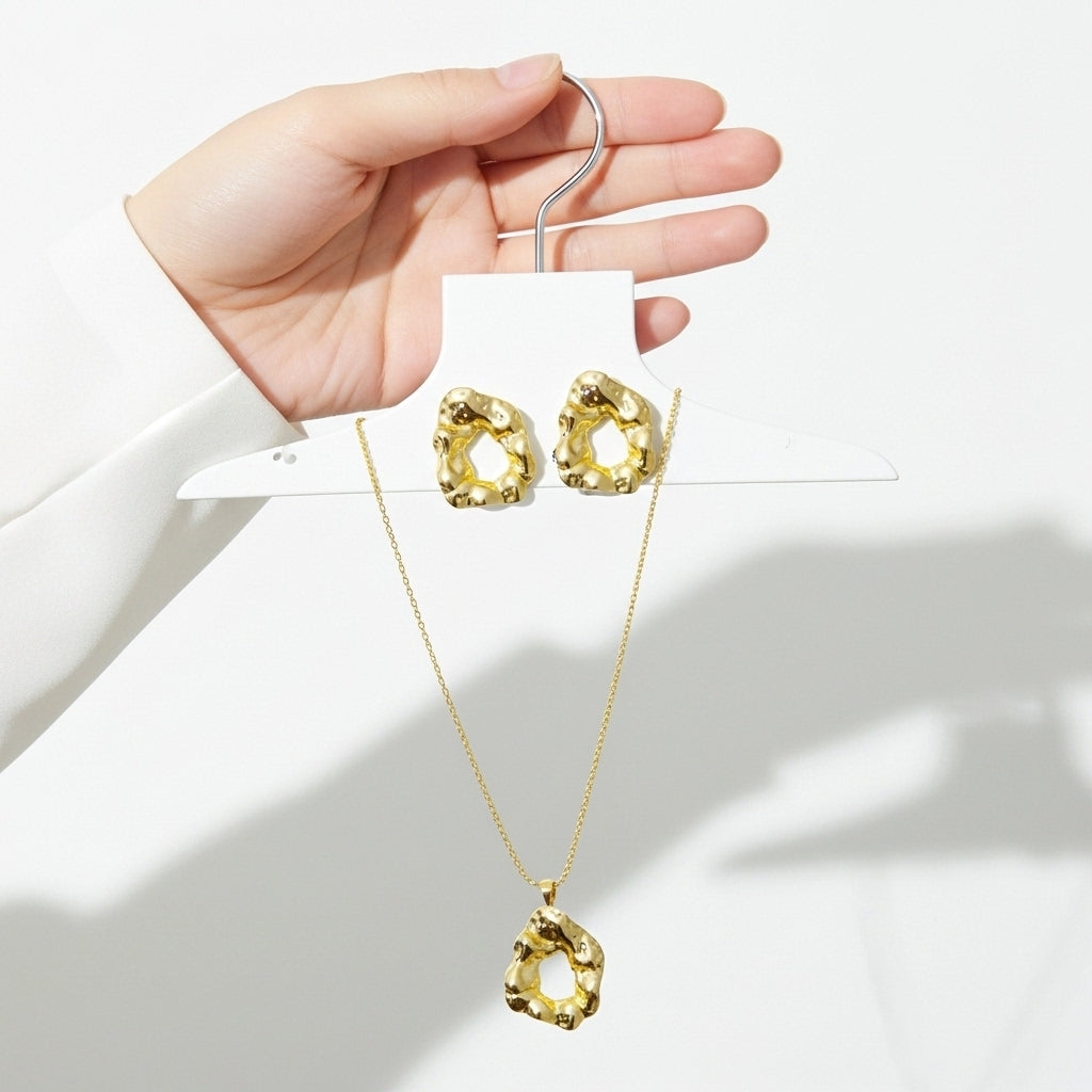 Braided design Pendant Necklace & Earrings Set – by KaVi