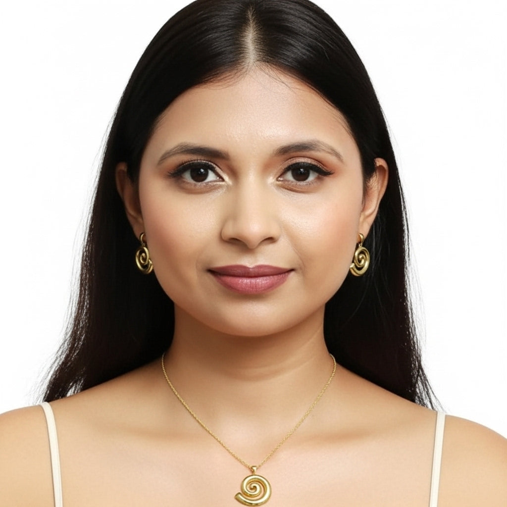 Swirl Elegant Stainless Steel Pendant Necklace & Earrings Set – by KaVi