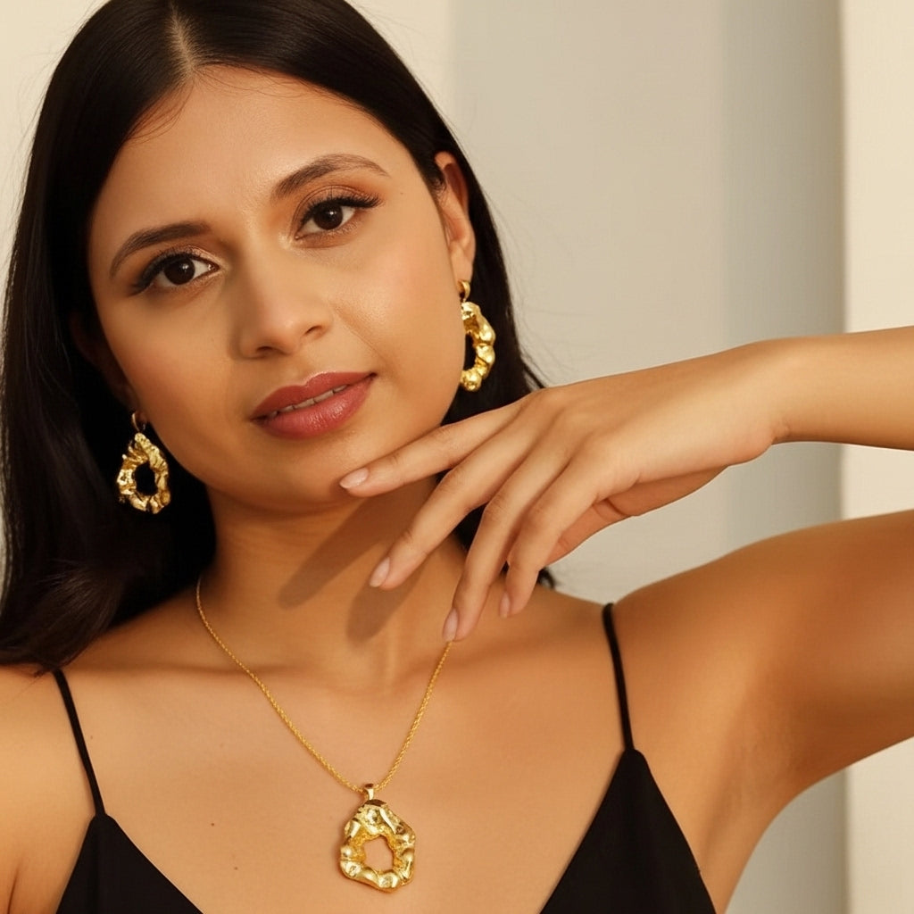 Braided design Pendant Necklace & Earrings Set – by KaVi